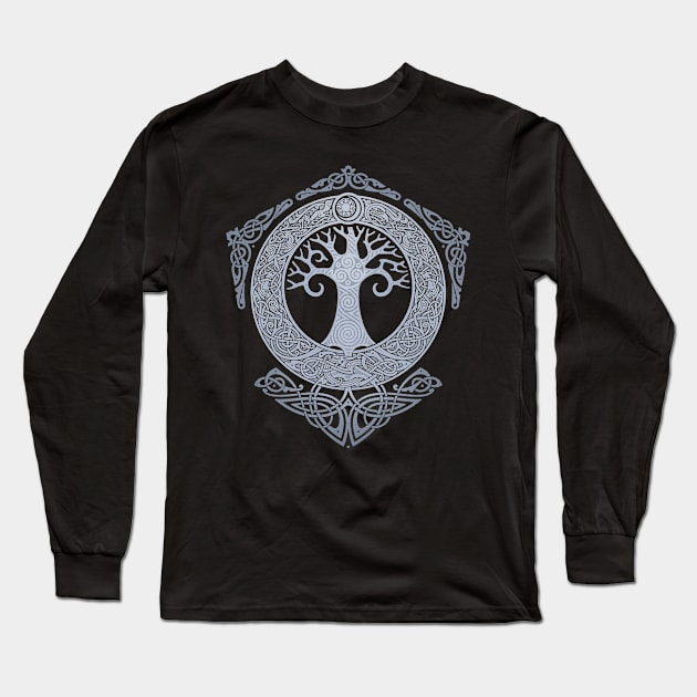 SILVER YGGDRASIL Long Sleeve T-Shirt by RAIDHO